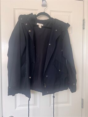H&M Black Hooded Jacket with Rope Detail